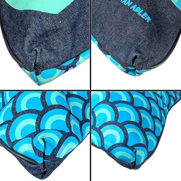 Jonathan Adler NWT Denim Caribbean Why Be In The Office Ocean Printed Tote Bag - Picture 6 of 10